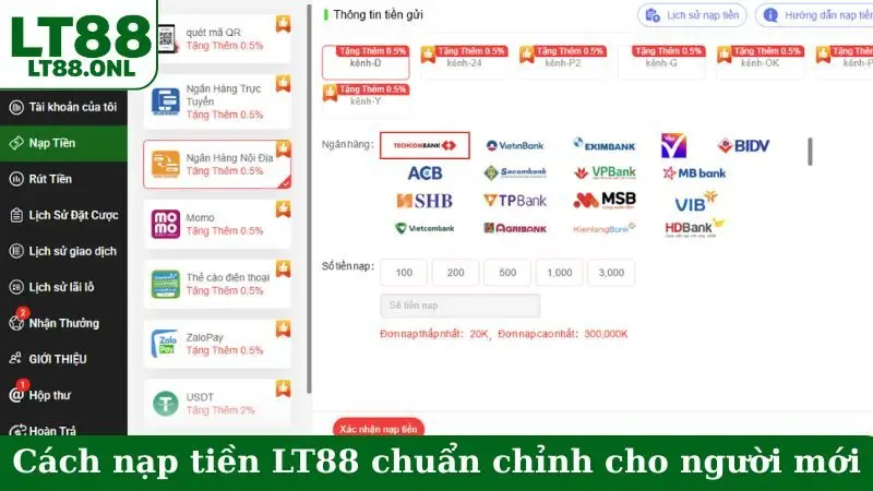Cách nạp tiền LT88 chuẩn chỉnh cho người mới