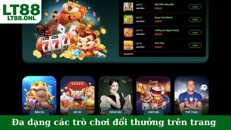 Đa dạng các trò chơi đổi thưởng trên trang