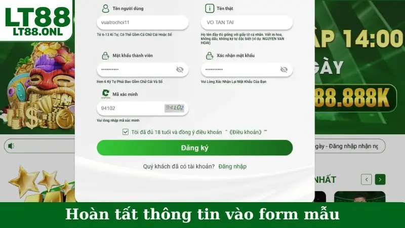 Hoàn tất thông tin vào form mẫu
