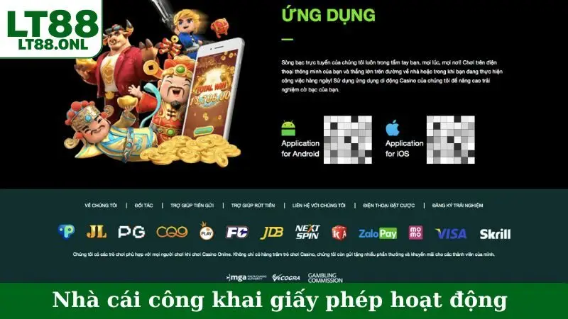 Nhà cái công khai giấy phép hoạt động