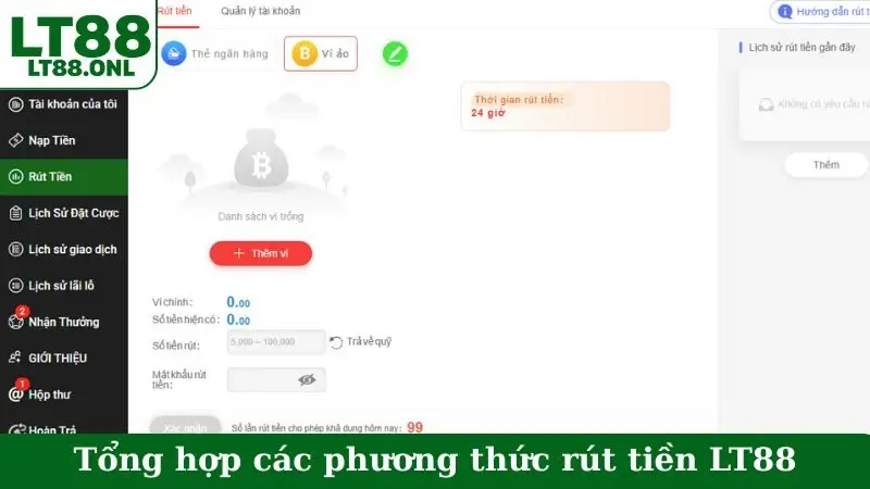 Tổng hợp các phương thức rút tiền LT88