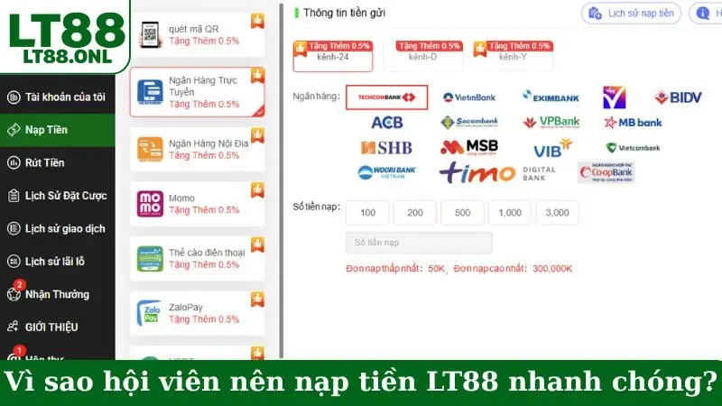 Vì sao hội viên nên nạp tiền LT88 nhanh chóng?